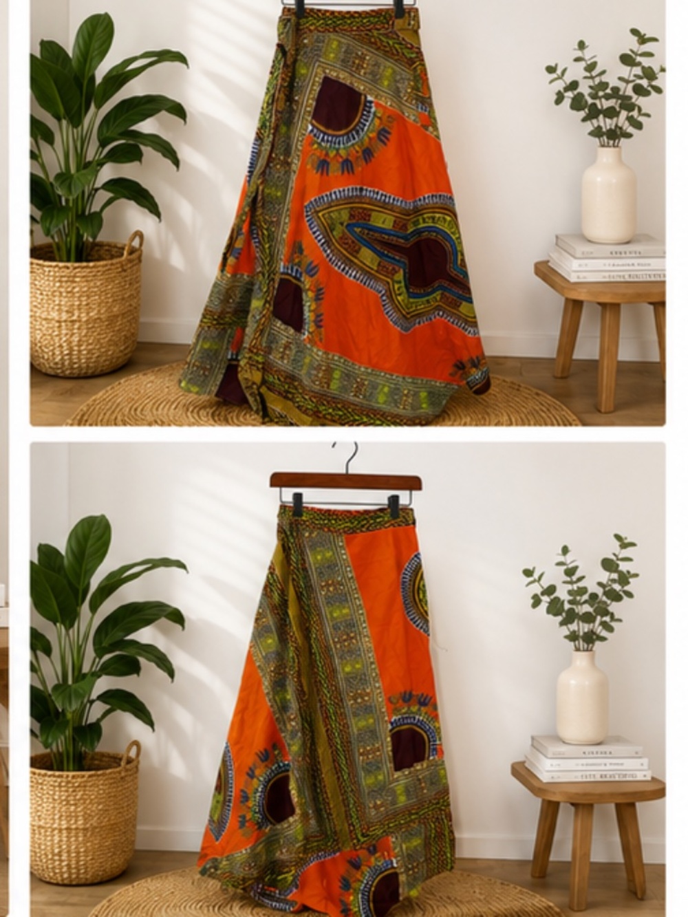 African print wrap maxi skirt